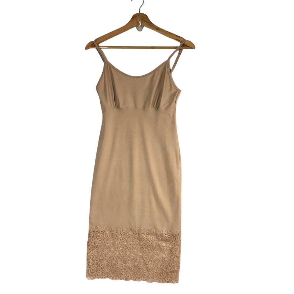 Vanity Fair Nude Long Slip with Lace Hem size XL